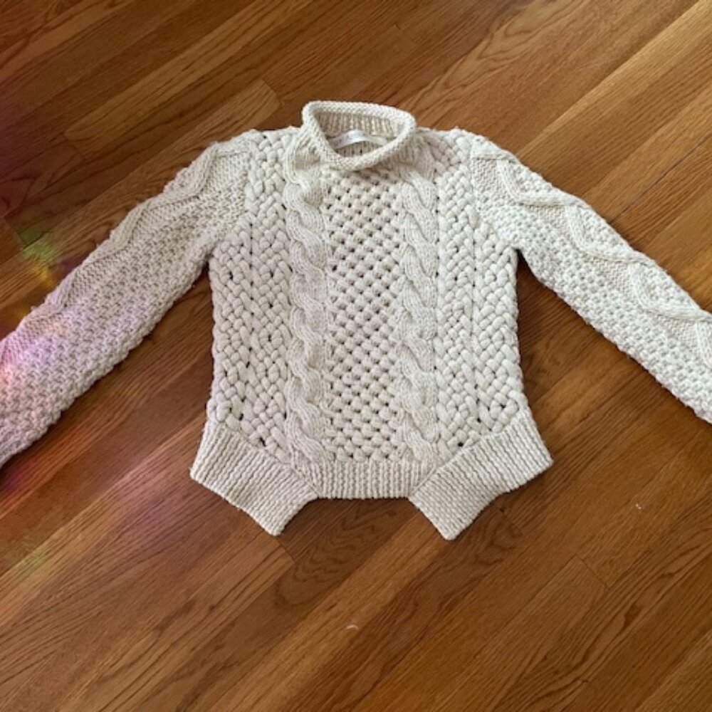 Yigal Azrouël Cream Thick Cable Knit Sweater sz Small
